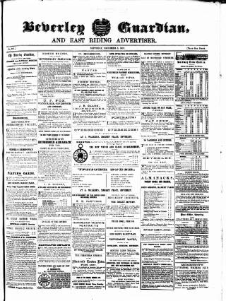 cover page of Beverley Guardian published on December 5, 1857