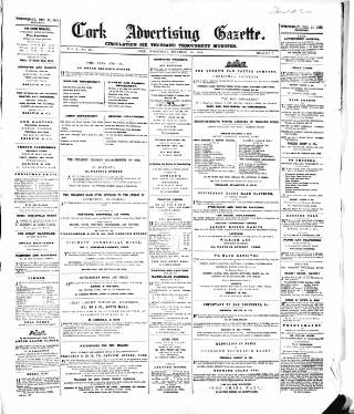 cover page of Cork Advertising Gazette published on December 15, 1858