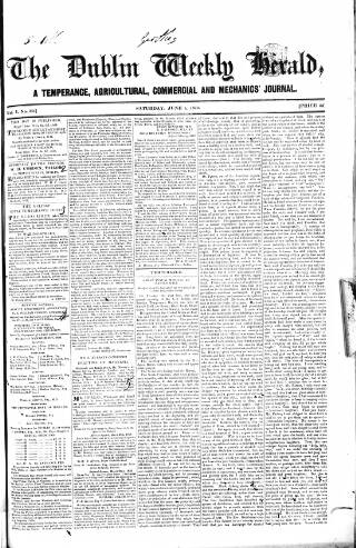 cover page of Dublin Weekly Herald published on June 1, 1839