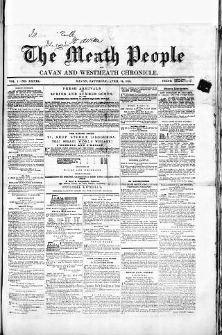 cover page of Meath People published on April 24, 1858