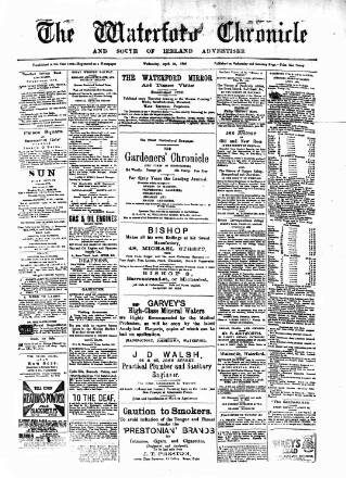 cover page of Waterford Chronicle published on April 20, 1904