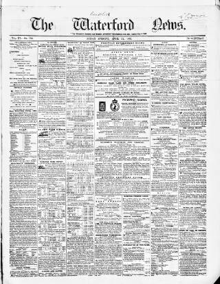 cover page of Waterford News published on April 24, 1863