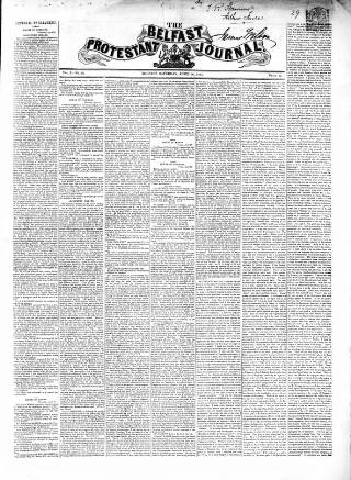 cover page of Belfast Protestant Journal published on April 26, 1845