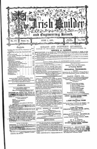 cover page of The Dublin Builder published on June 1, 1871