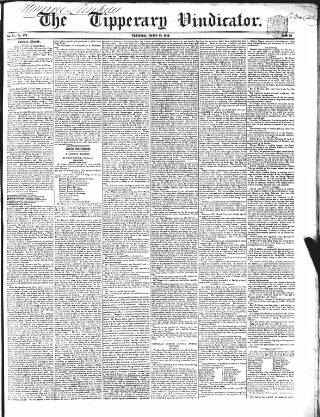 cover page of Tipperary Vindicator published on March 28, 1849