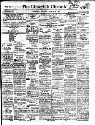 cover page of Limerick Chronicle published on March 29, 1866