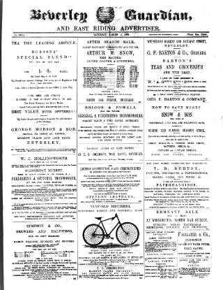 cover page of Beverley Guardian published on August 11, 1894