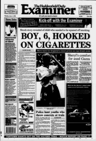 cover page of Huddersfield Daily Examiner published on June 1, 1998