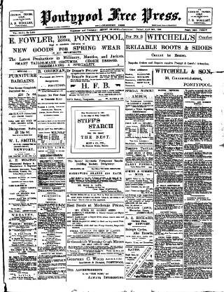 cover page of Pontypool Free Press published on April 20, 1906