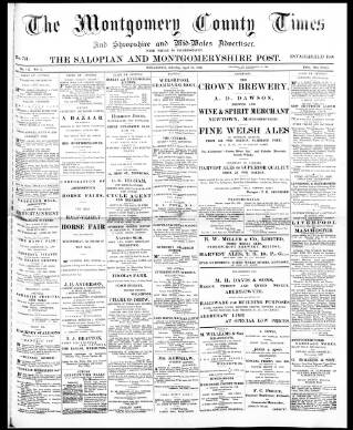 cover page of Montgomery County Times and Shropshire and Mid-Wales Advertiser published on April 18, 1896