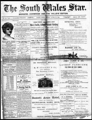 cover page of South Wales Star published on April 20, 1894