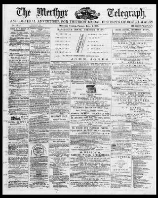cover page of Merthyr Telegraph, and General Advertiser for the Iron Districts of South Wales published on June 1, 1877