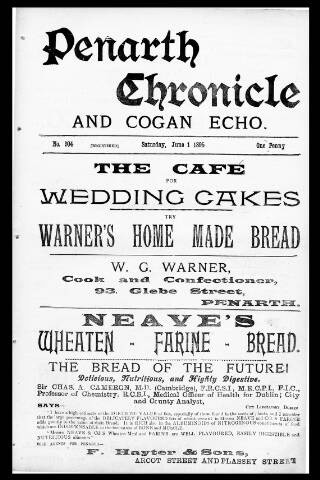 cover page of Penarth Chronicle and Cogan Echo published on June 1, 1895
