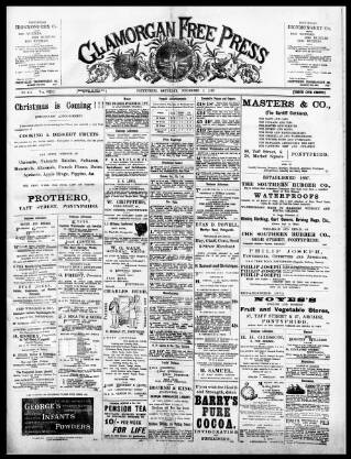 cover page of Glamorgan Free Press published on December 2, 1899