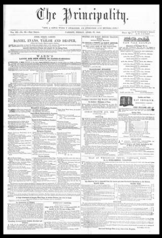 cover page of The Principality published on April 27, 1849