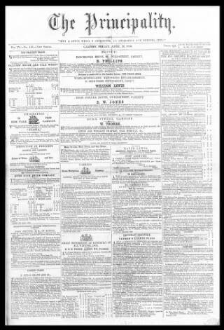 cover page of The Principality published on April 12, 1850
