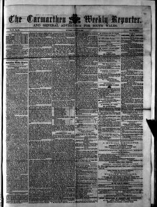 cover page of Carmarthen Weekly Reporter published on August 13, 1864