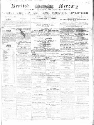 cover page of Kentish Mercury published on December 2, 1854
