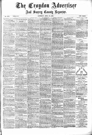 cover page of Croydon Advertiser and East Surrey Reporter published on April 25, 1891