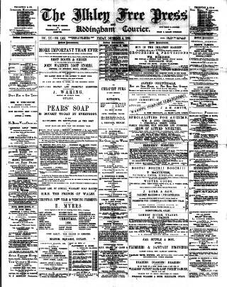 cover page of Ilkley Free Press published on December 5, 1890