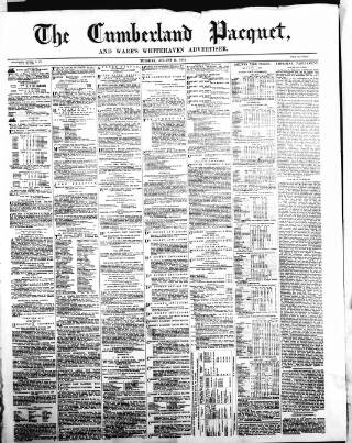 cover page of Cumberland Pacquet, and Ware's Whitehaven Advertiser published on August 11, 1874