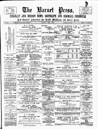 cover page of Barnet Press published on June 1, 1895