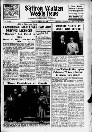 cover page of Saffron Walden Weekly News published on February 24, 1950