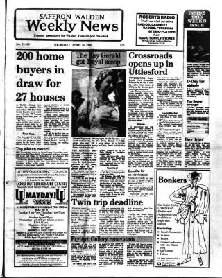 cover page of Saffron Walden Weekly News published on April 24, 1986