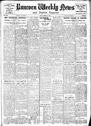 cover page of Runcorn Weekly News published on March 1, 1940