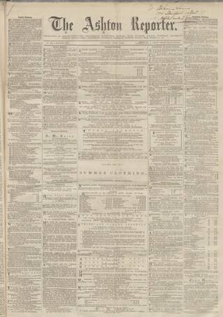 cover page of Ashton Reporter published on June 1, 1867
