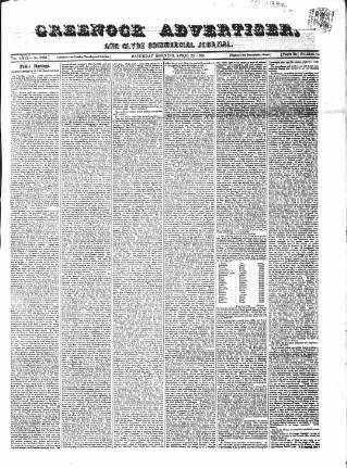cover page of Greenock Advertiser published on April 25, 1868
