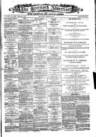 cover page of Greenock Advertiser published on April 26, 1879