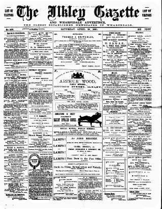 cover page of Ilkley Gazette and Wharfedale Advertiser published on April 25, 1891