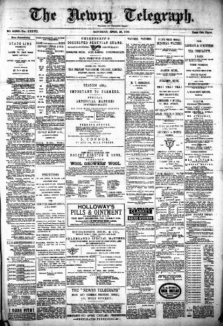 cover page of Newry Telegraph published on April 20, 1889