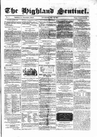 cover page of Highland Sentinel published on August 24, 1861