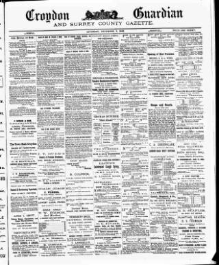 cover page of Croydon Guardian and Surrey County Gazette published on December 2, 1882