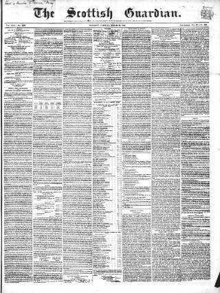 cover page of Scottish Guardian (Glasgow) published on March 29, 1853