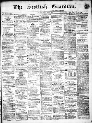 cover page of Scottish Guardian (Glasgow) published on March 1, 1859