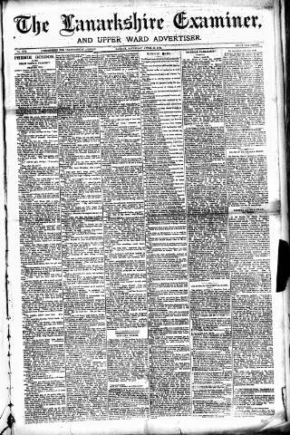 cover page of Lanarkshire Upper Ward Examiner published on April 26, 1890
