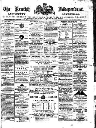 cover page of Kentish Independent published on April 20, 1872