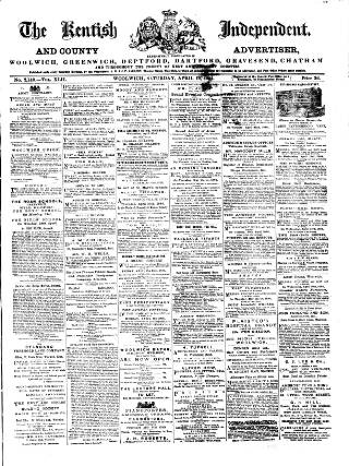 cover page of Kentish Independent published on April 19, 1884
