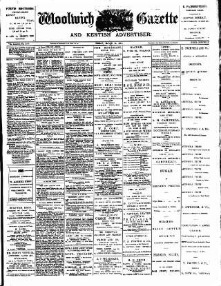 cover page of Woolwich Gazette published on March 29, 1895
