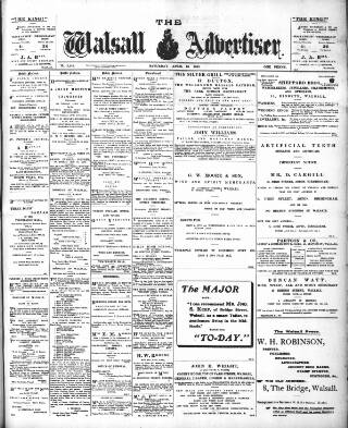 cover page of Walsall Advertiser published on April 25, 1903