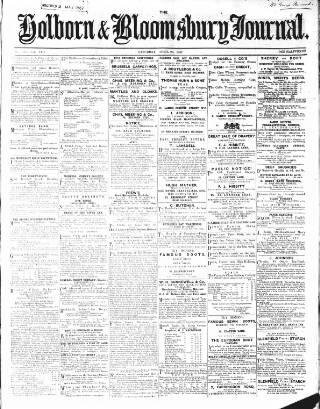 cover page of Holborn Journal published on April 20, 1867