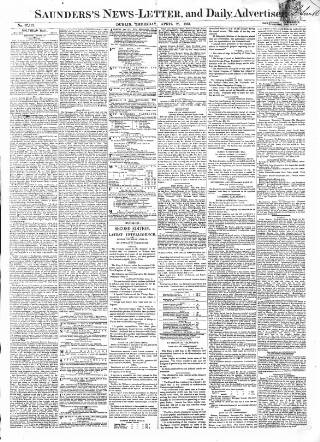 cover page of Saunders's News-Letter published on April 25, 1861