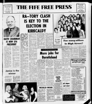 cover page of Fife Free Press published on May 3, 1974