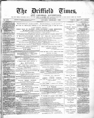 cover page of Driffield Times published on December 2, 1882