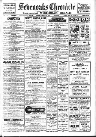 cover page of Sevenoaks Chronicle and Kentish Advertiser published on April 25, 1947