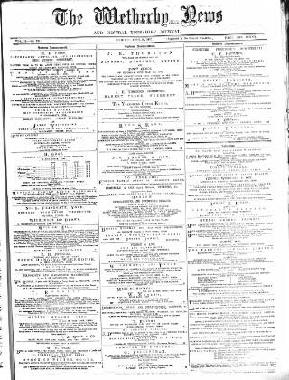 cover page of Wetherby News published on April 26, 1877