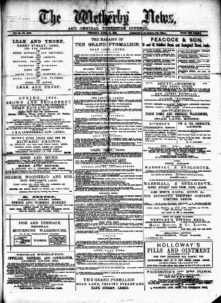 cover page of Wetherby News published on April 18, 1889